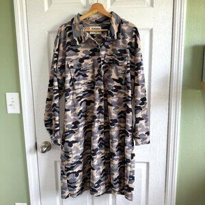 Savanna Jane Camo Corduroy Button Up Long Sleeve Dress Size 1X